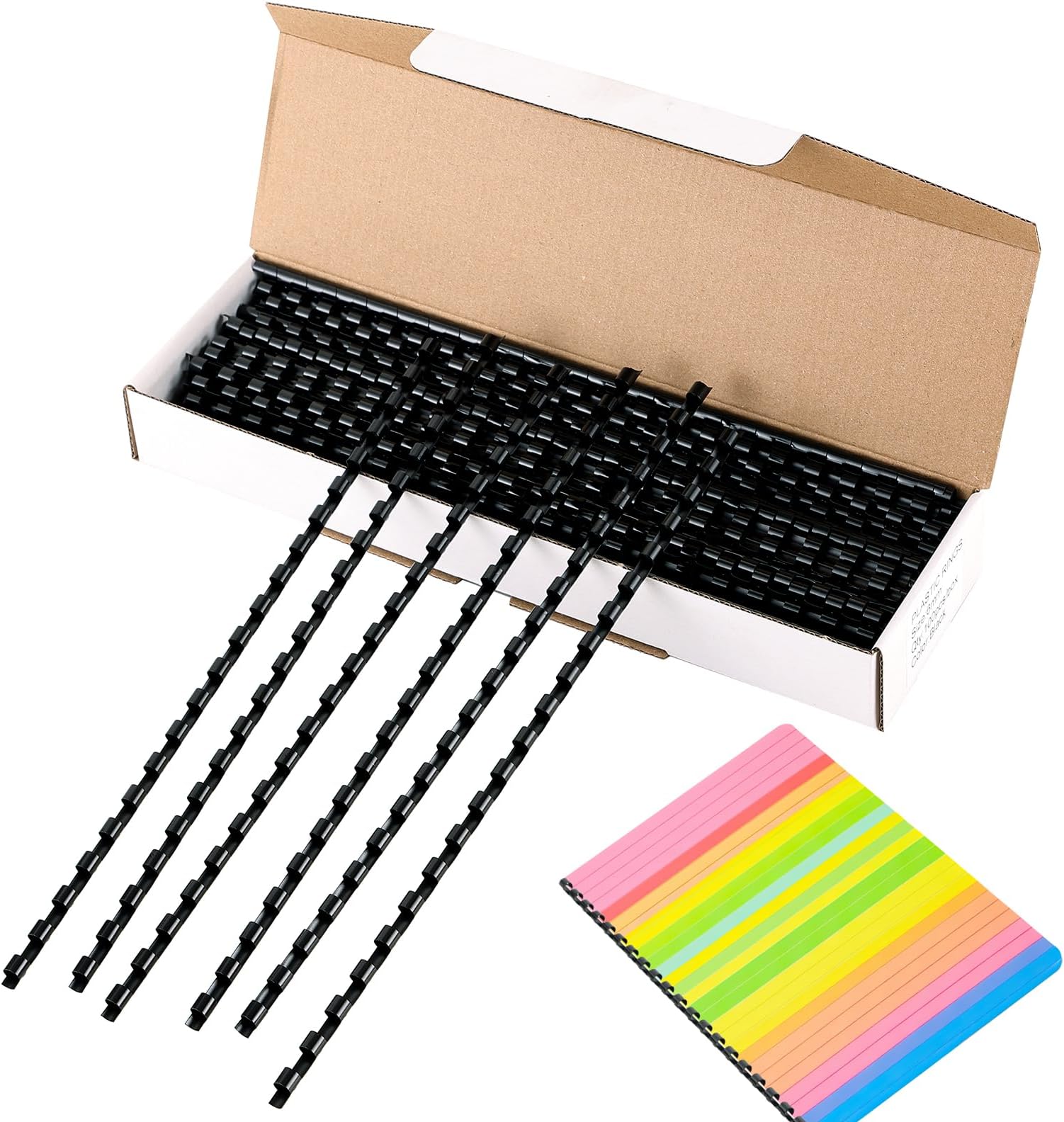 100PCS 21 Ring Plastic Comb Binding Spines 1/2 Inch Diameter, 65 Sheet Capacity, A4, Black Binding Comb (1/2" 65 Sheet Capacity) (1/4 inch, 100 Pack)