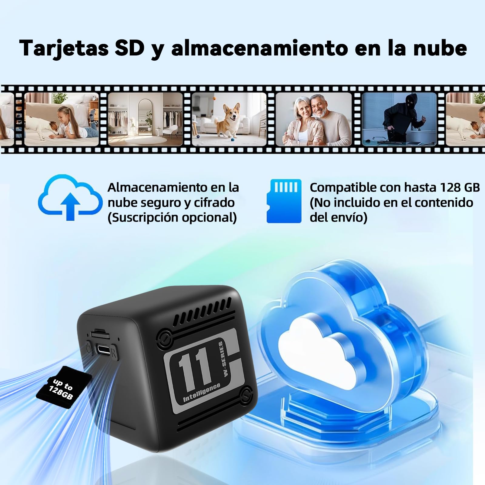 Mini Cámara Espía HD 1080P, Cámara de Vigilancia Interior Wi-Fi Inalámbrica, Detección de Movimiento y Visión Nocturna, Bebés Mascotas, Notificaciones & Visualización en App, Negro