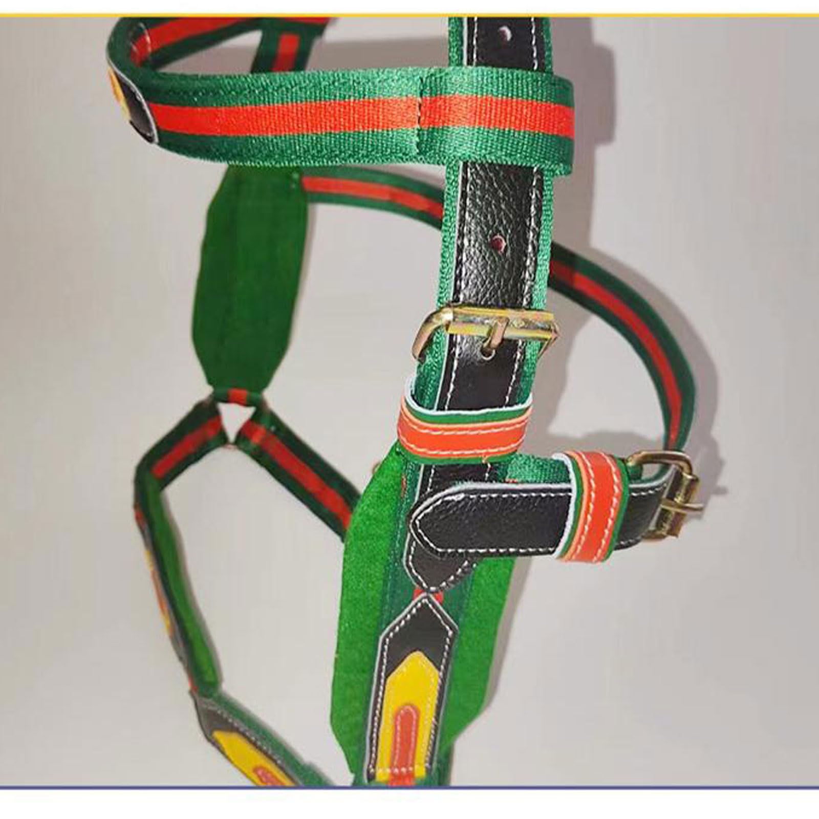 Cabeza de jaula de nylon pesada ajustable, Cabestro de potro de cuero ajustable acolchado multicolor, cruz 1,45-1,65 m(Green)