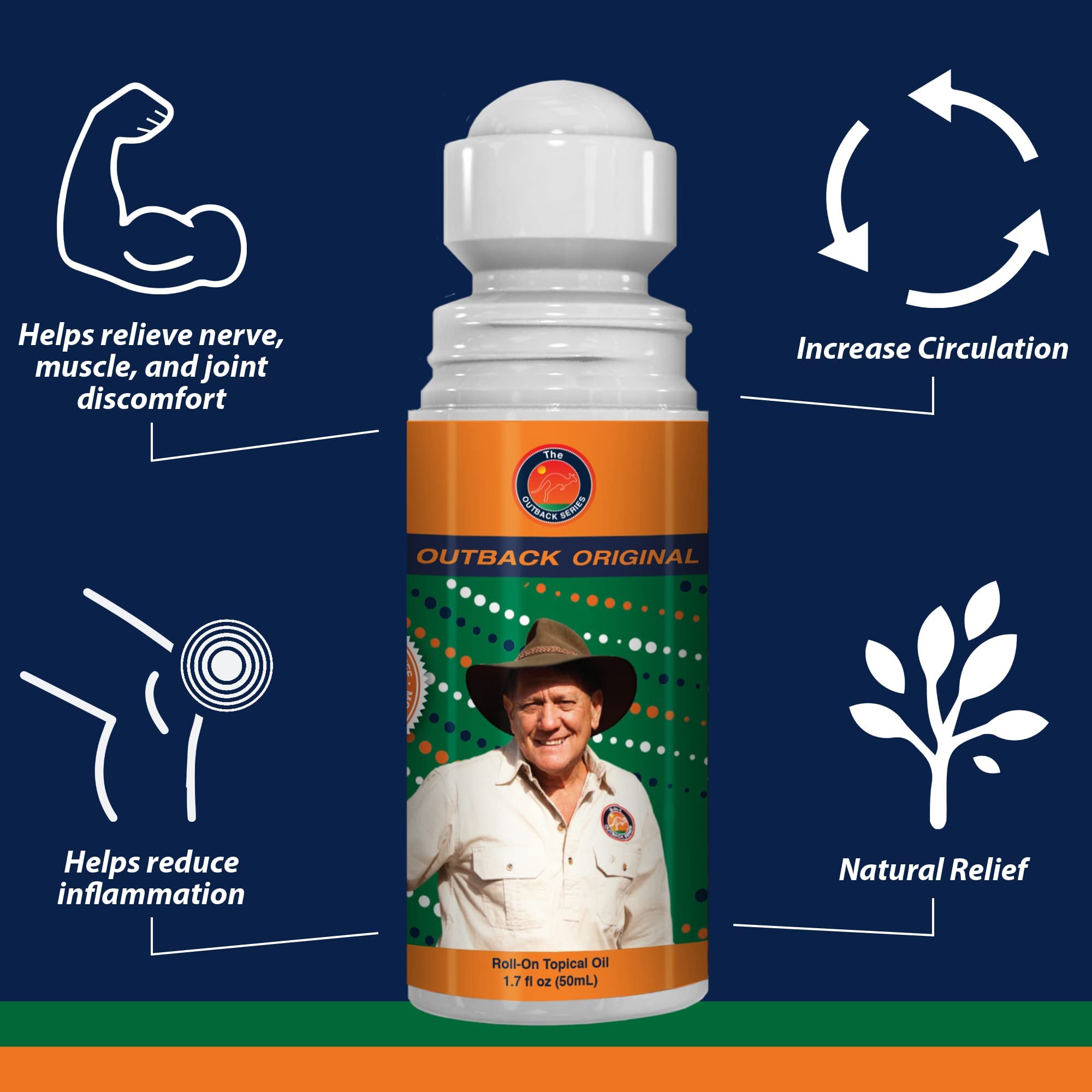 Outback Pain Relief RollOn Oil 50mL (1.69 fl oz) All Natural Topical