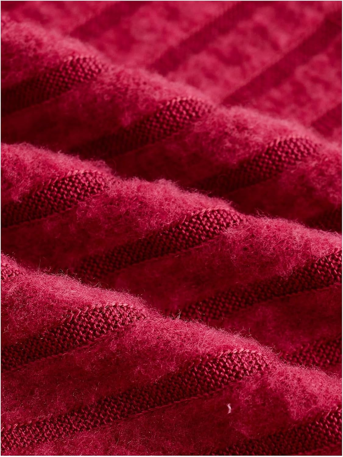 WDIRARA Women's Faux Fur Off Shoulder Crop Coat Zip Up Fuzzy Jackets Long Sleeve Knitted Outerwear - Image 4