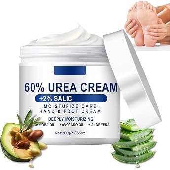Urea Cream 60% 200 g 60% Urea Foot Cream Foot Cream with U rea for Dry Feet and Hands Moisturising Callus Remover Cream Foot Cream for Elbows Knees Heels and Hands