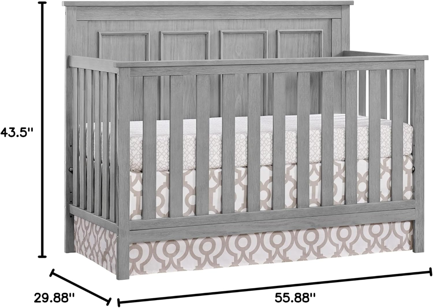 Oxford Baby Bennett 4-in-1 Convertible Crib, Rustic Gray, GreenGuard Gold Certified
