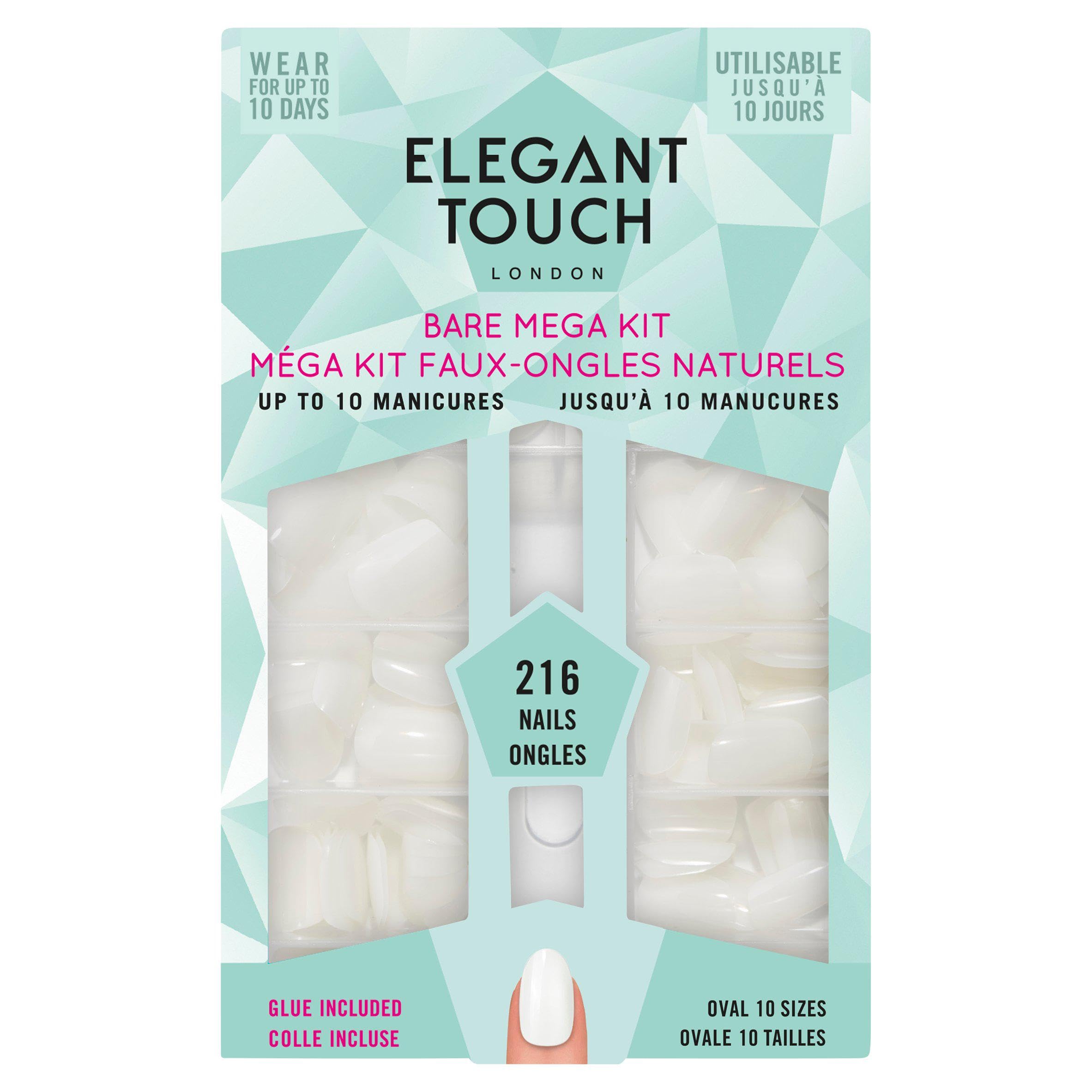 Elegant Touch DIY Mega Kit Oval Bare Nails 218 Count (Pack of 1) 10 Sizes