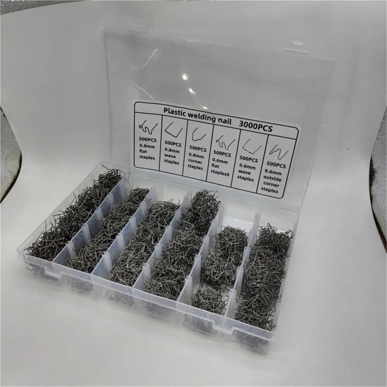Zgrzewarka do plastiku Do spawacza tworzyw sztucznych Maszyna do naprawy samochodów Drut spawalniczy Naprawa zderzaka samochodu Spawarka Akcesoria narzędziowe(3000PCS With Box)