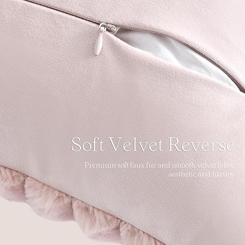 Miniatura 3 de Foindtower Paquete de 2 fundas de almohada decorativas de felpa de pelo sintético suave y esponjoso, funda de cojín lumbar acogedora a rayas para