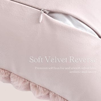 Foindtower Pack of 2, Faux Fur Plush Decorative Throw Pillow Covers Luxury Soft Fluffy Cushion Case Cozy Fuzzy Striped Pillowcase Home Decor for Sofa Couch Living Room Bedroom 20x20 Inch, Dusty Pink