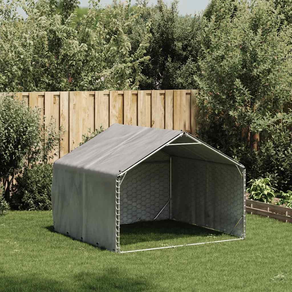 Chenil d'extérieur pour Chien, Enclos Niche Cage pour Chien Métal Chenil d'extérieur pour Chiens Housse 2x2x1,5 m Acier galvanisé