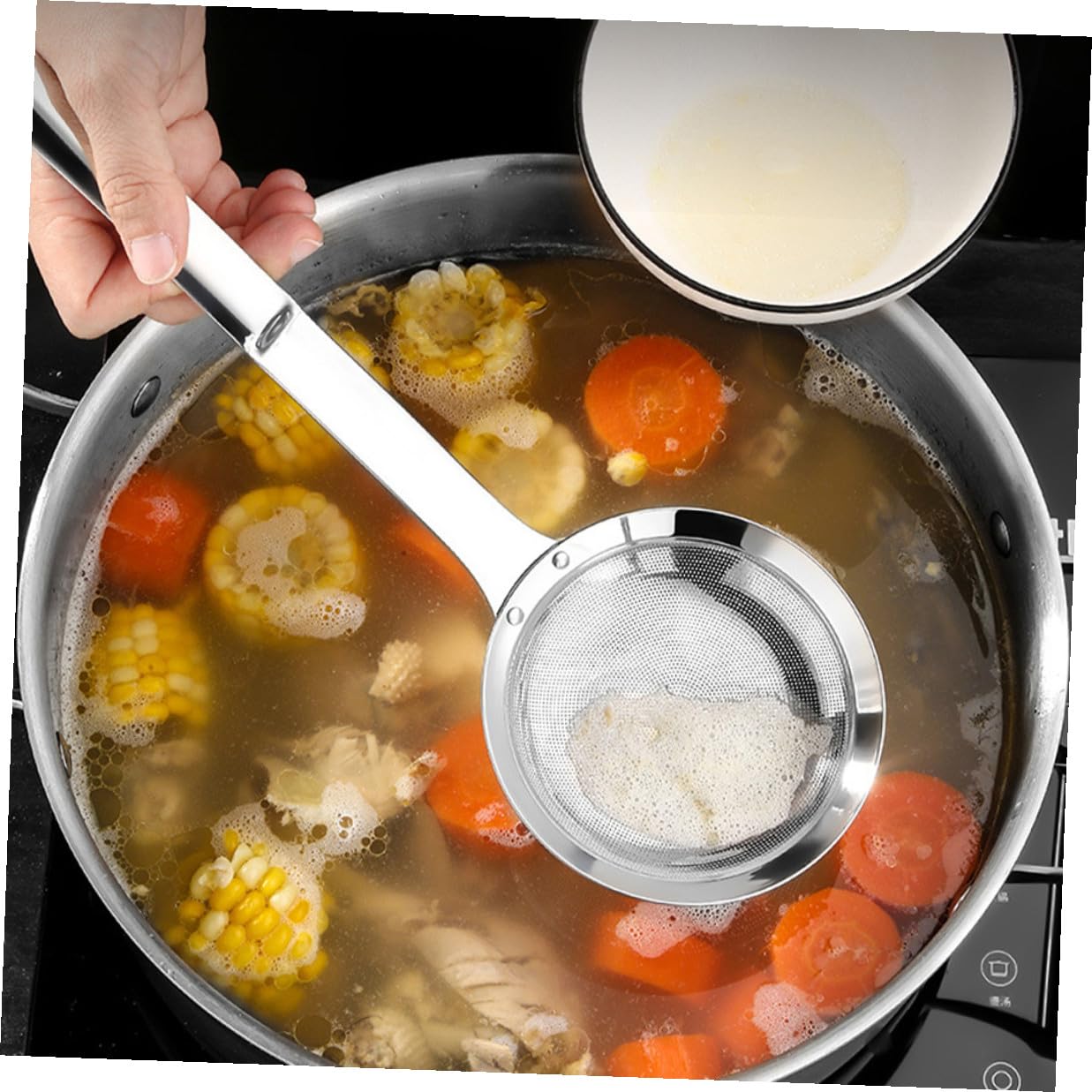 Toyvian Setaccio da Cucina Filtro Resistente in Acciaio Inossidabile 3 Pezzi Colino per Farina e Succo Rete Fine Funzione Appesa per Uso Quotidiano in Cucina