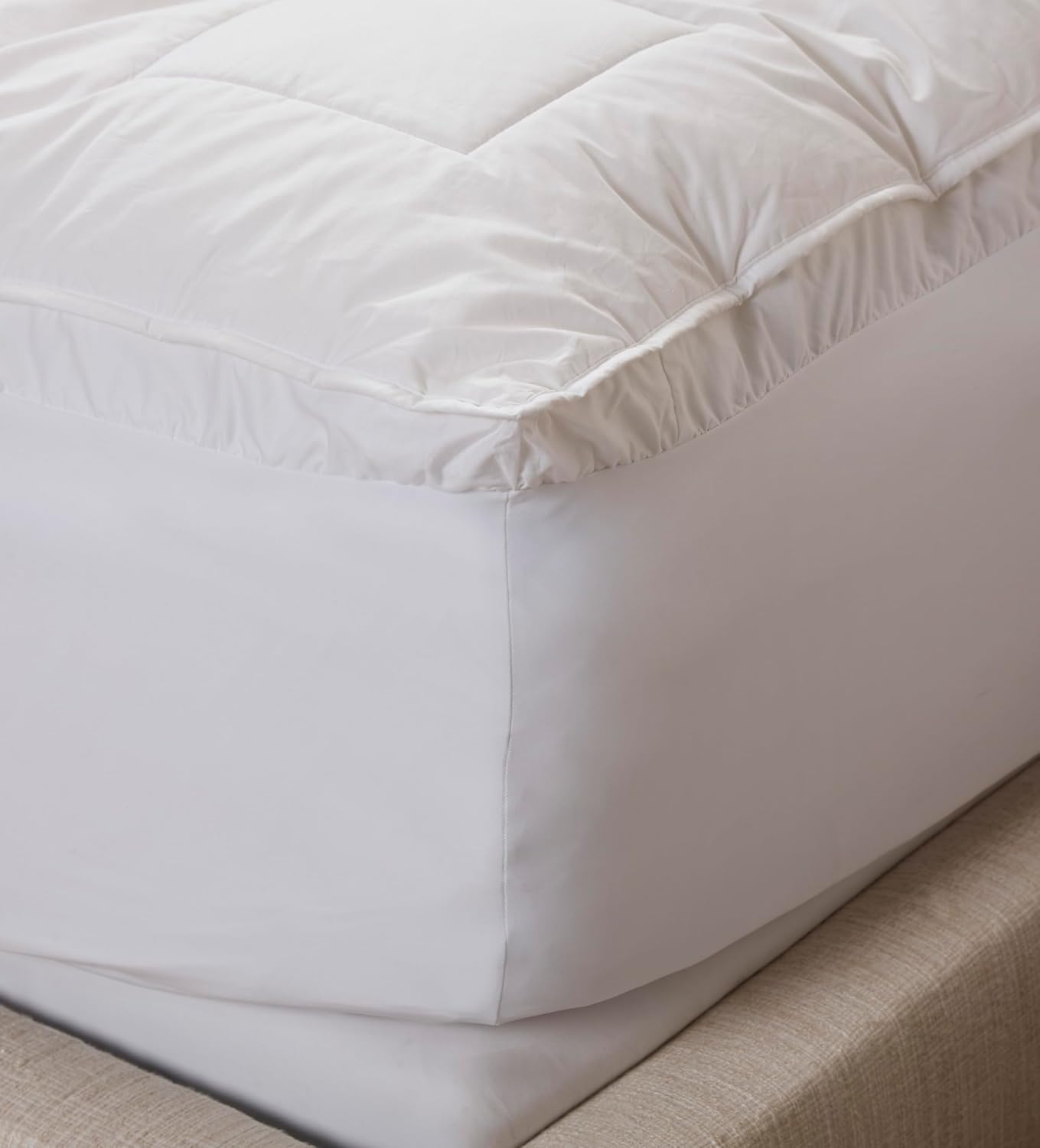 Cuddledown Wool & Down Blend Mattress Pad | 100% Cotton Fabric | Extra Thick | Temperature Regulating | Hypoallergenic Fill | RDS Certified | King Size