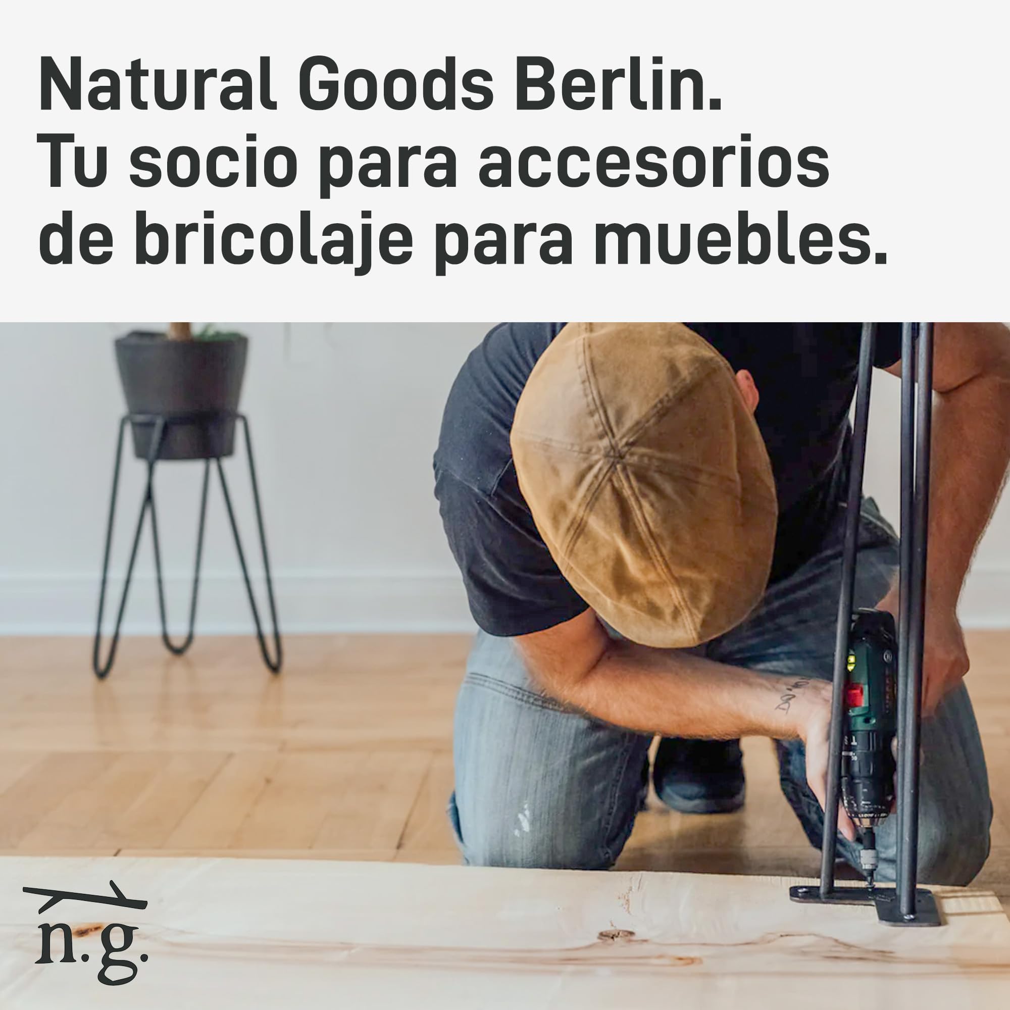 Natural Goods Berlin Patas T-Form para Mesa de Comedor y Escritorio | Estructura Metálica de Carga Pesada para Muebles Estables | Color Negro | 60x72 cm