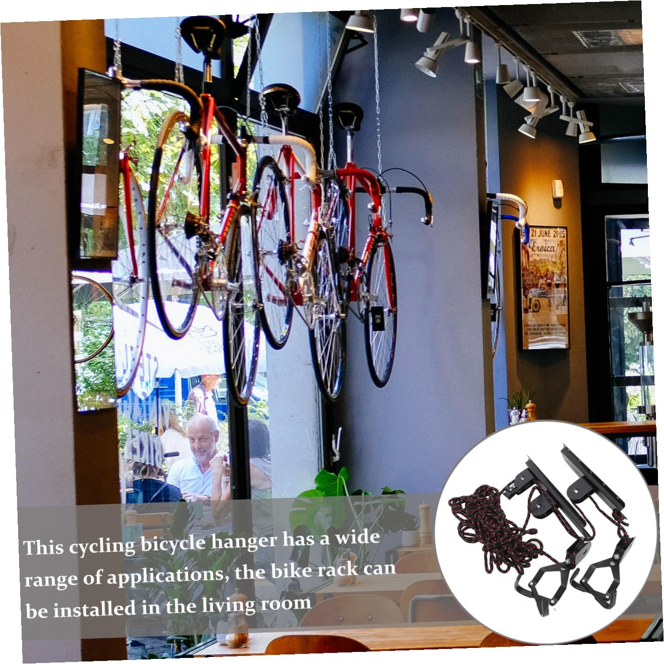 Colgador de Bicicletas de Techo y Pared Negro para Almacenamiento Interior
