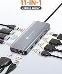 NOVOO USB C Docking Station Triple Monitor, USB C Hub with 2 HDMI 4K,VGA,Ethernet,100W PD, 4USB Ports, USB C Hub Thunderbolt Dock Compatible for MacBook and Other USBC Laptops