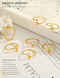 Amazon.com: Honsny Gold Initial Rings for Women Non Tarnish 18K