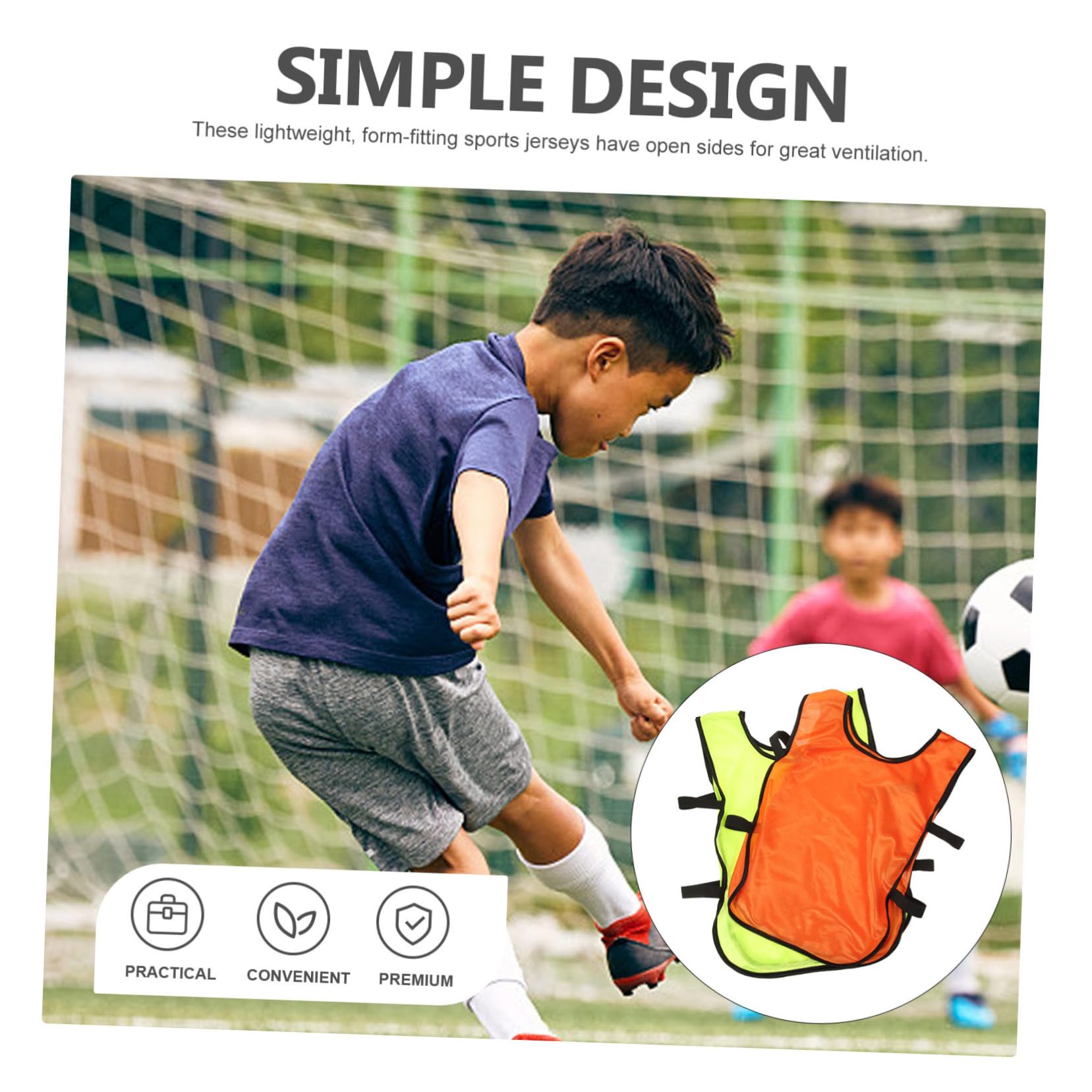 12 Stück Fußball Trainingsleibchen aus Polyester Formstabile und Leicht Anzuziehende Sportwesten für Kinder und Jugendliche im Fußballtraining