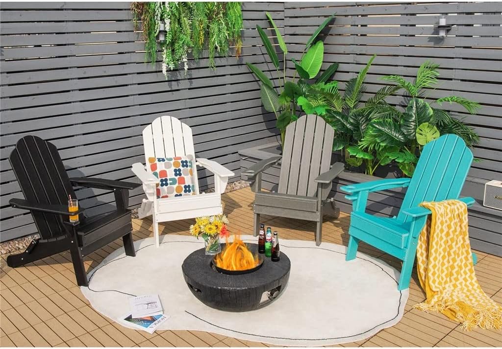 4 Piece Patio Folding Chairs Cup Holder Yard Grey