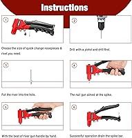 Vista 6 de Arrow Hand Riveter Kit, RT187M Professional Pop Rivet Gun with 3/32", 1/8", 5/32", 3/16" 100 Pieces Rivets (Each 25 Pieces), Great for Metal, Gutter