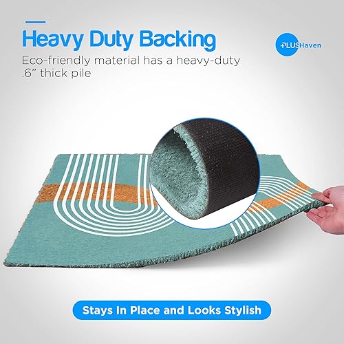 Miniatura 6 de PLUS Haven - Tapete con fibra natural de coco pura y respaldo de PVC resistente, tamaño de 17 x 30 pulgadas, grosor de 0.6 pulgadas, color perfecto,