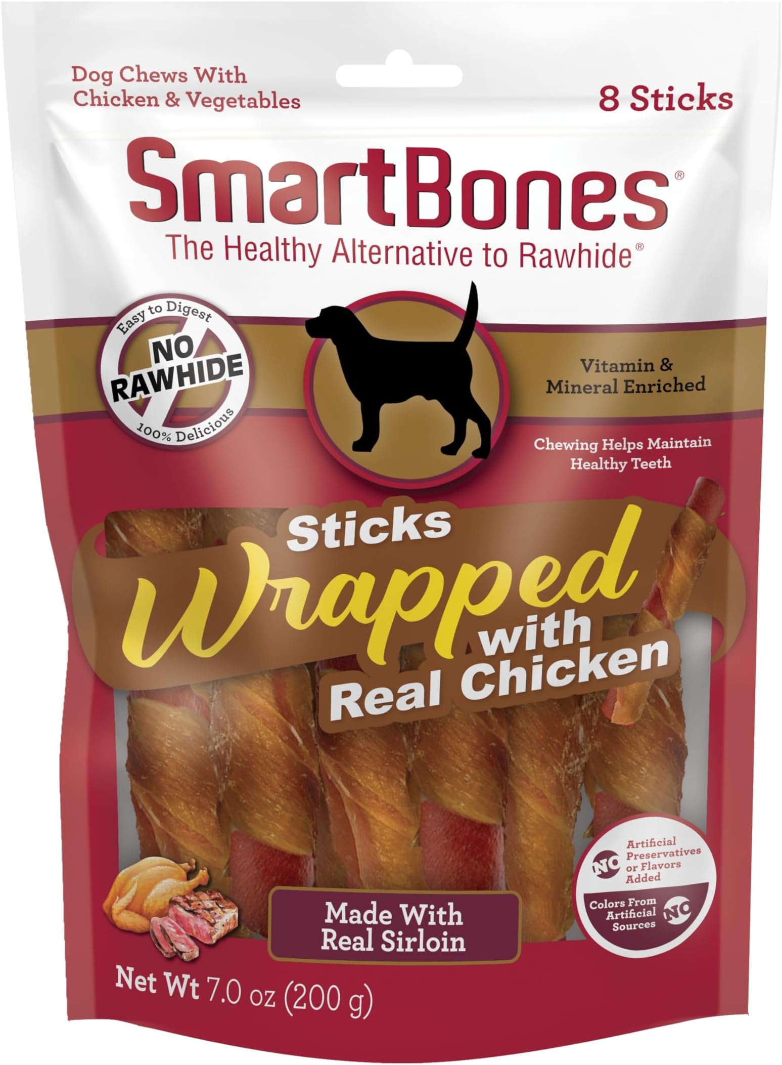 SmartBones SmartStick Wrapped with Real Chicken, 1 Count (Pack of 8)