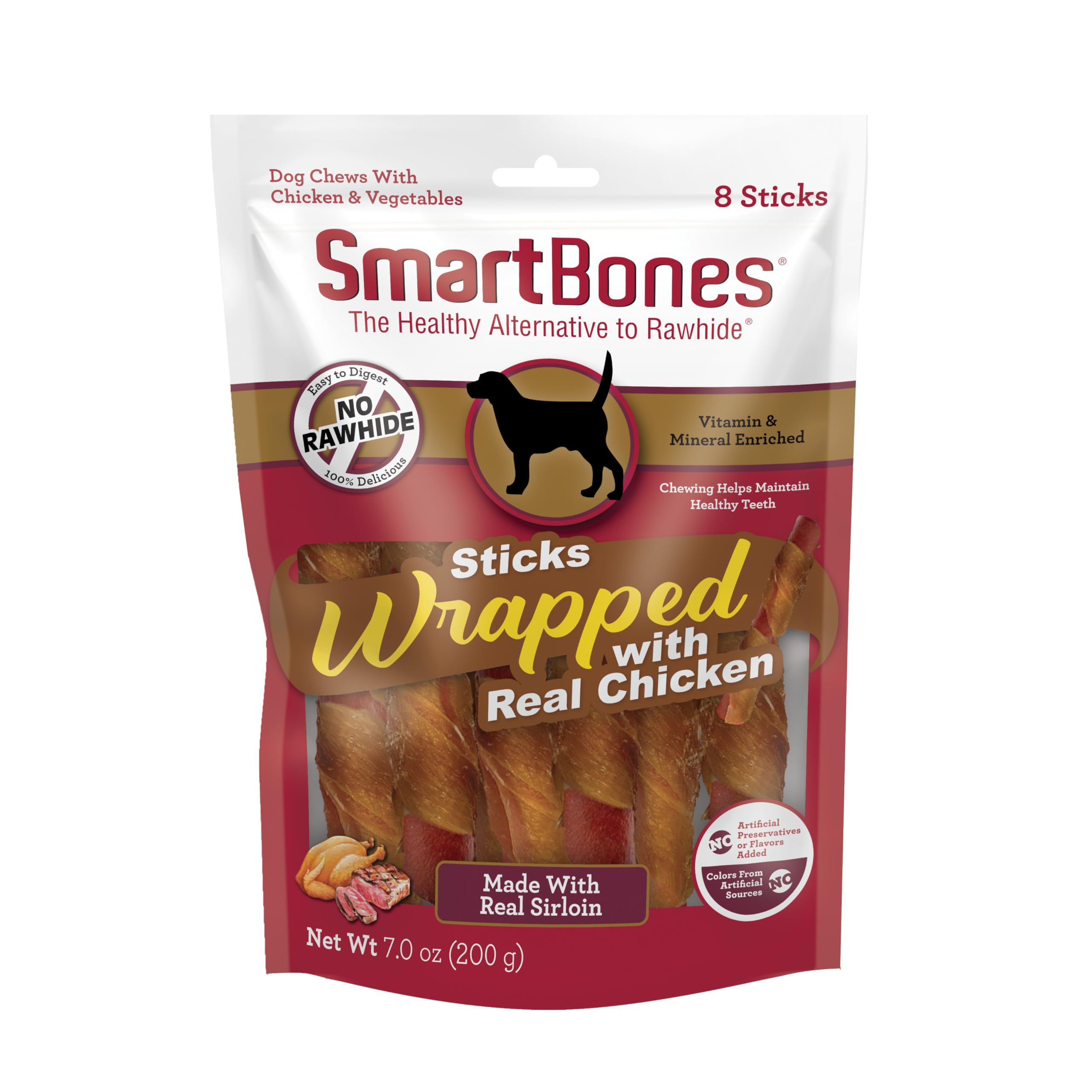 SmartBones SmartStick Wrapped with Real Chicken, 1 Count (Pack of 8)