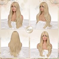 FESHFEN hosszú platinaszőke rétegzett paróka női napi party cosplay szintetikus haj 65cm 2