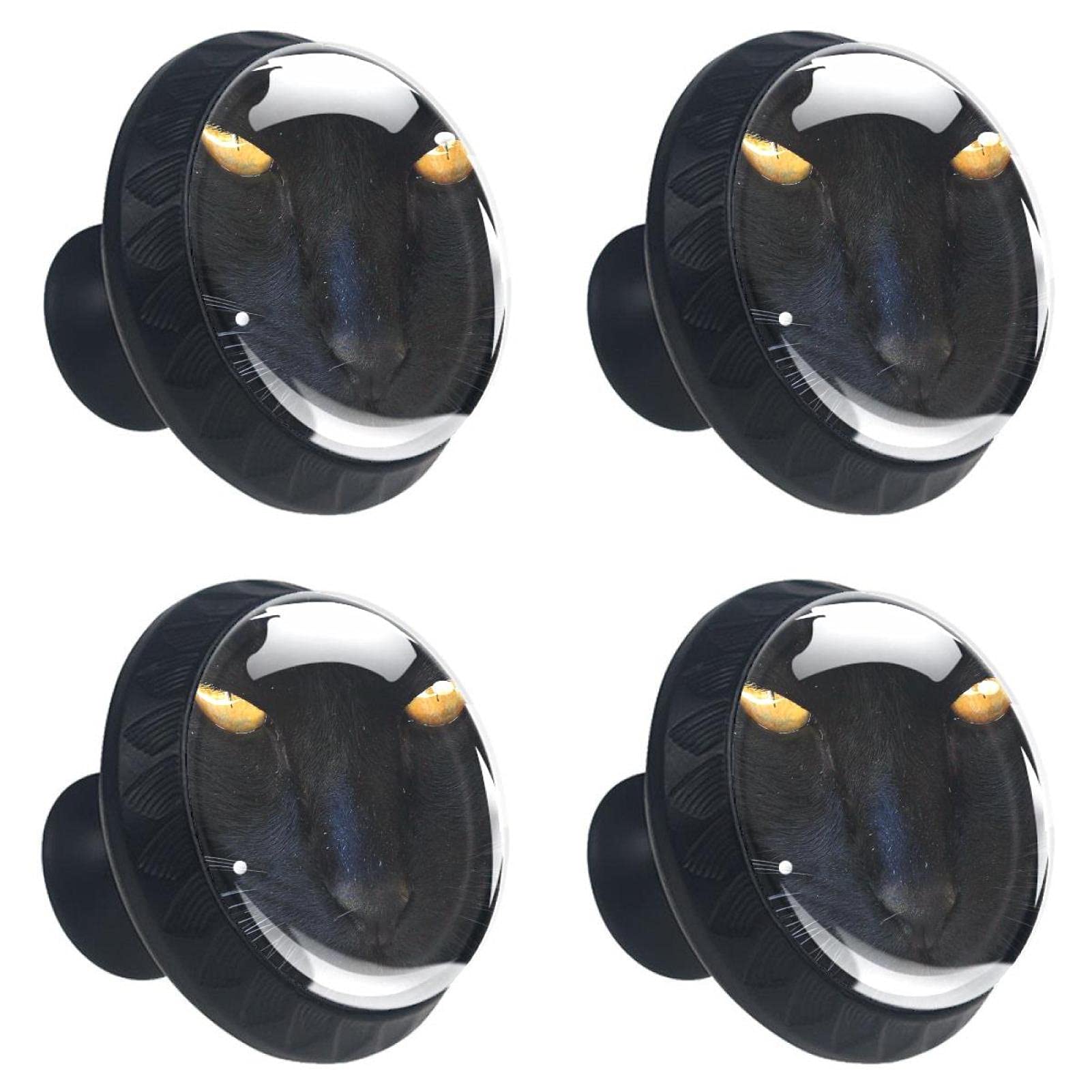Boutons de tiroir en cristal pour meuble de cuisine bouton chat noir