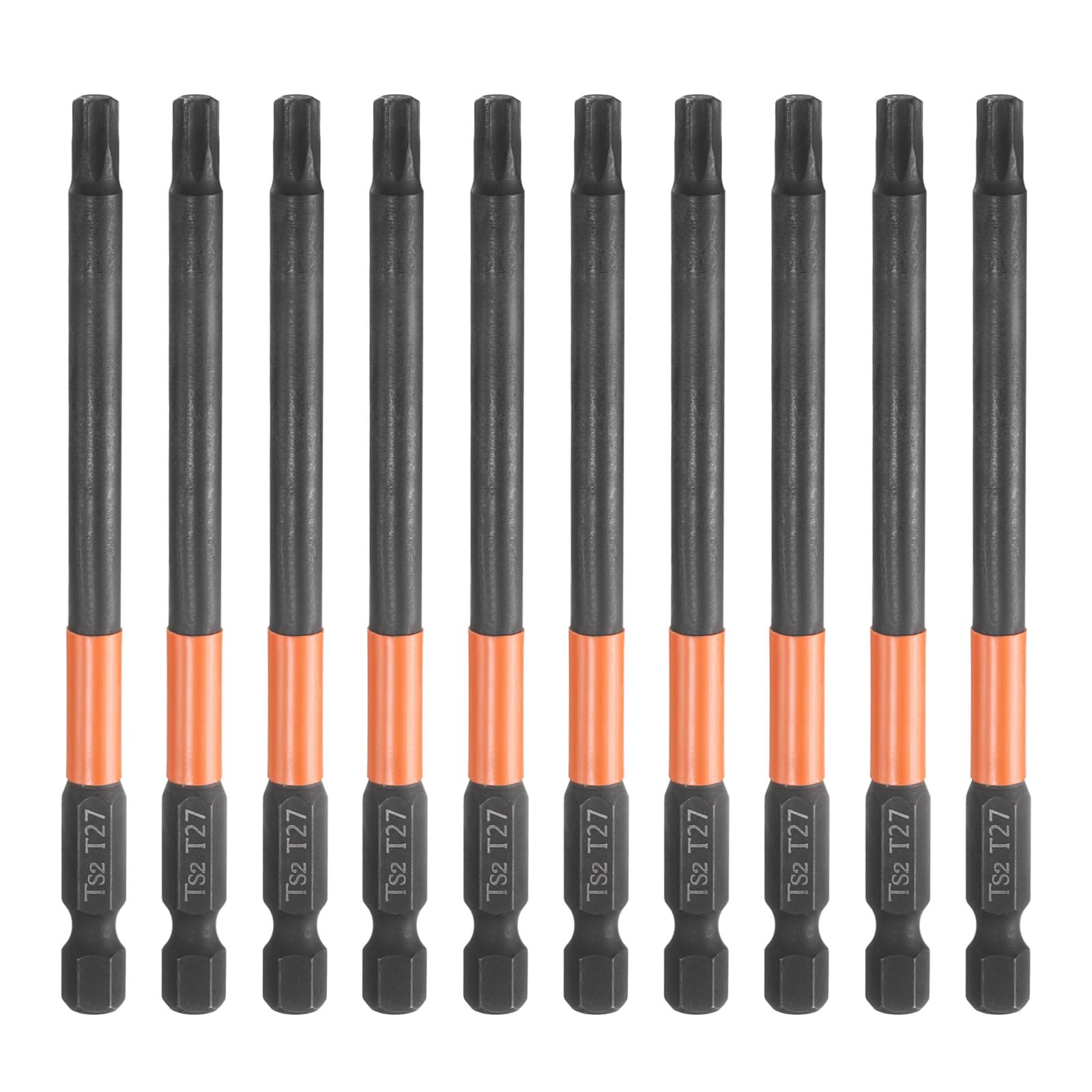 sourcing map 10pcs T27 Torx Head Screwdriver Bit 100mm Long 1/4" Hex Shank