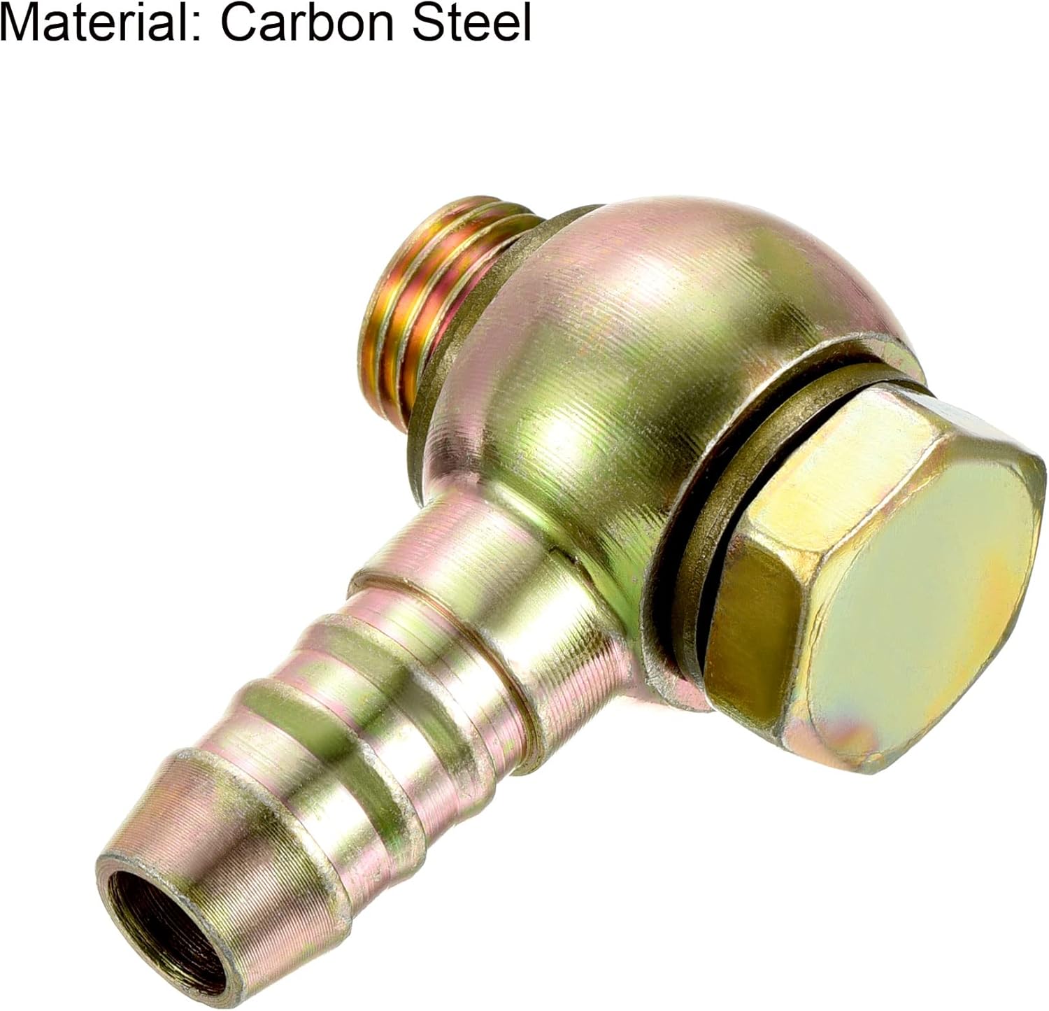PATIKIL Hose Barb Fitting Elbow 13mm Barbed M14x1.5 Male Thread, 2 Pack Carbon Steel Pipe Adapters Connectors for Air Water Fuel Oil, Gold