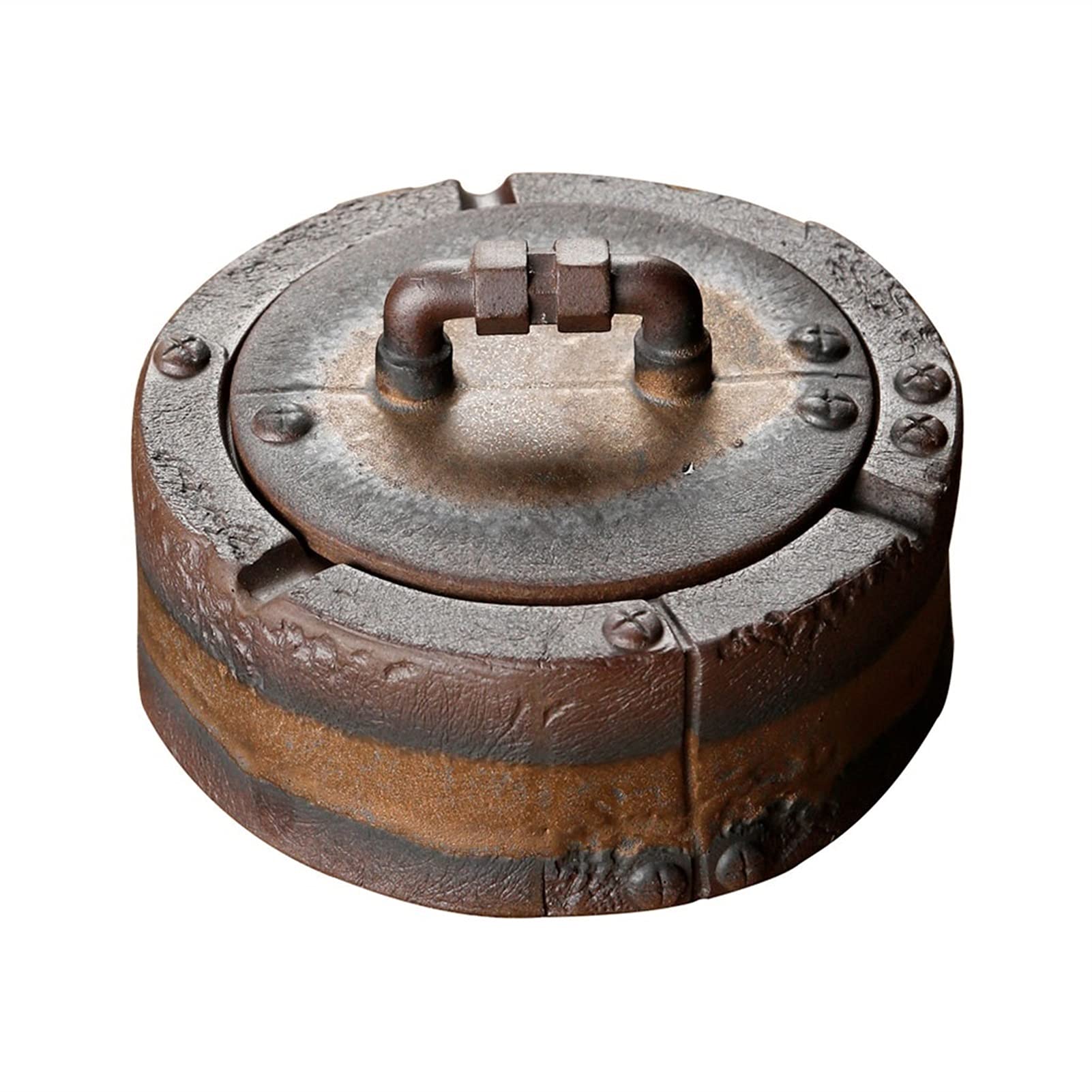 ashtray, Ceramic Ashtray With Lid Home Coffee Table Office Desktop Decoration Retro Nostalgic