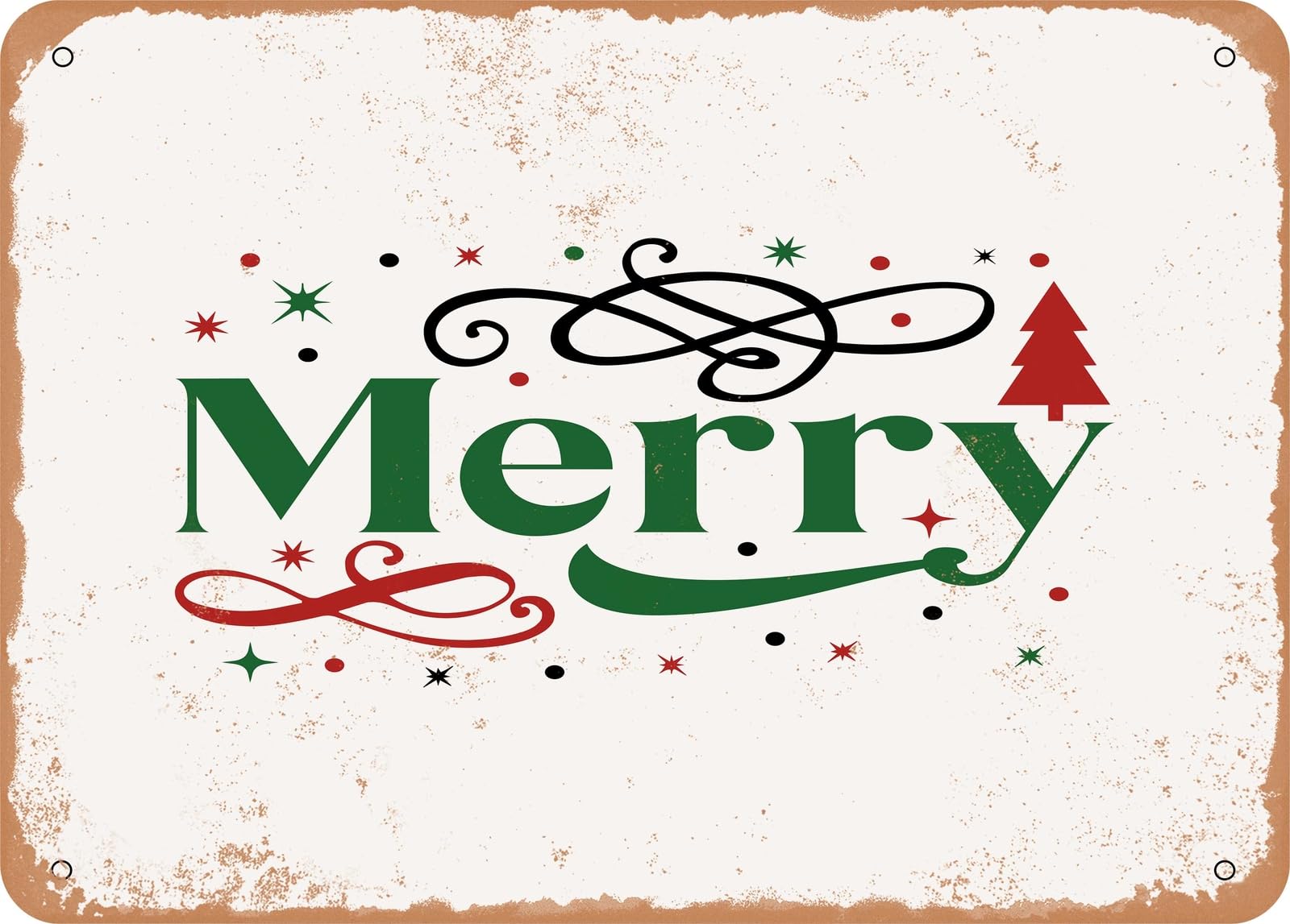 Miaomansenstore Metal Sign - Merry - 5 - Vintage Rusty Look Sign Home Decor