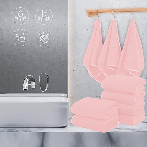 Vista 26 de TENSTARS - Toallas de mano para baño con dobladillo de seda, secado rápido, toalla absorbente de microfibra ultrasuave para baño, fitness, gimnasio