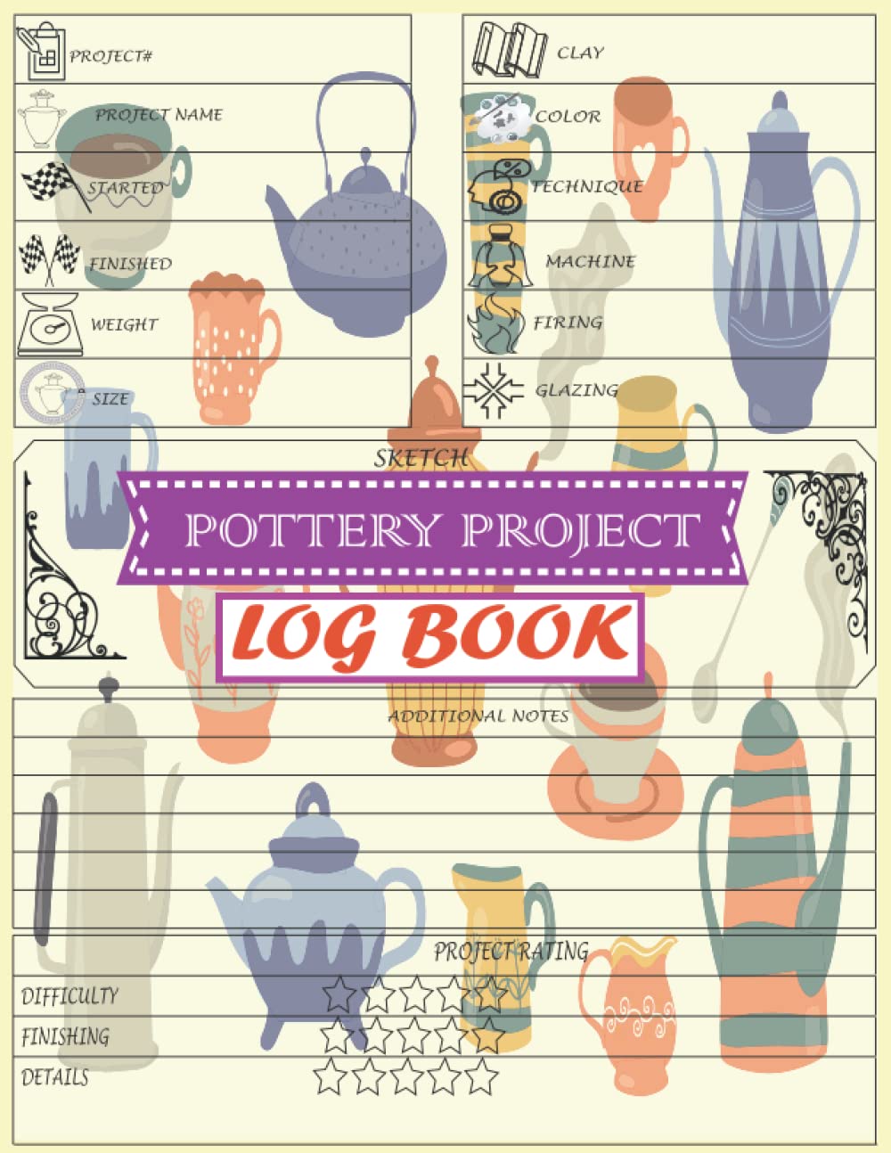 Pottery Project Log Book: A pottery project organizer for pottery makers| an easy simple log book to record your project name, clay, color, glazing, techniques, weight and more.