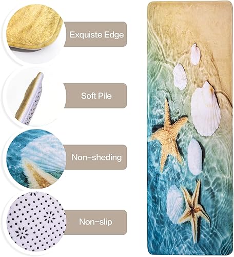 Miniatura 6 de Alfombra de baño larga antideslizante con parte trasera de goma, alfombra de baño de espuma viscoelástica, 72 x 24 pulgadas, impresión 3D, alfombra