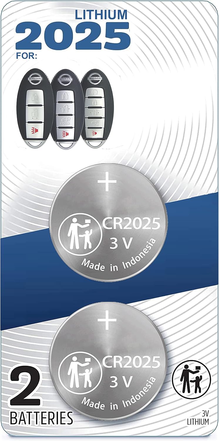 (2 Pack) CR2025 2025 Replacement Battery Smart Remote Key