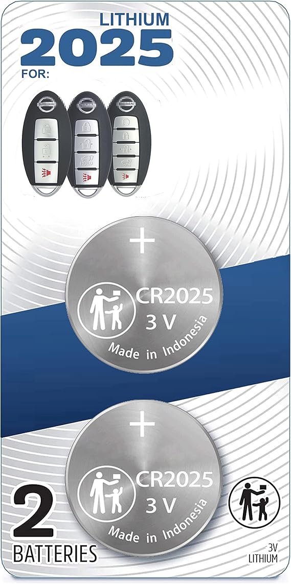 (2 Pack) CR2025 2025 Replacement Battery Smart Remote Key