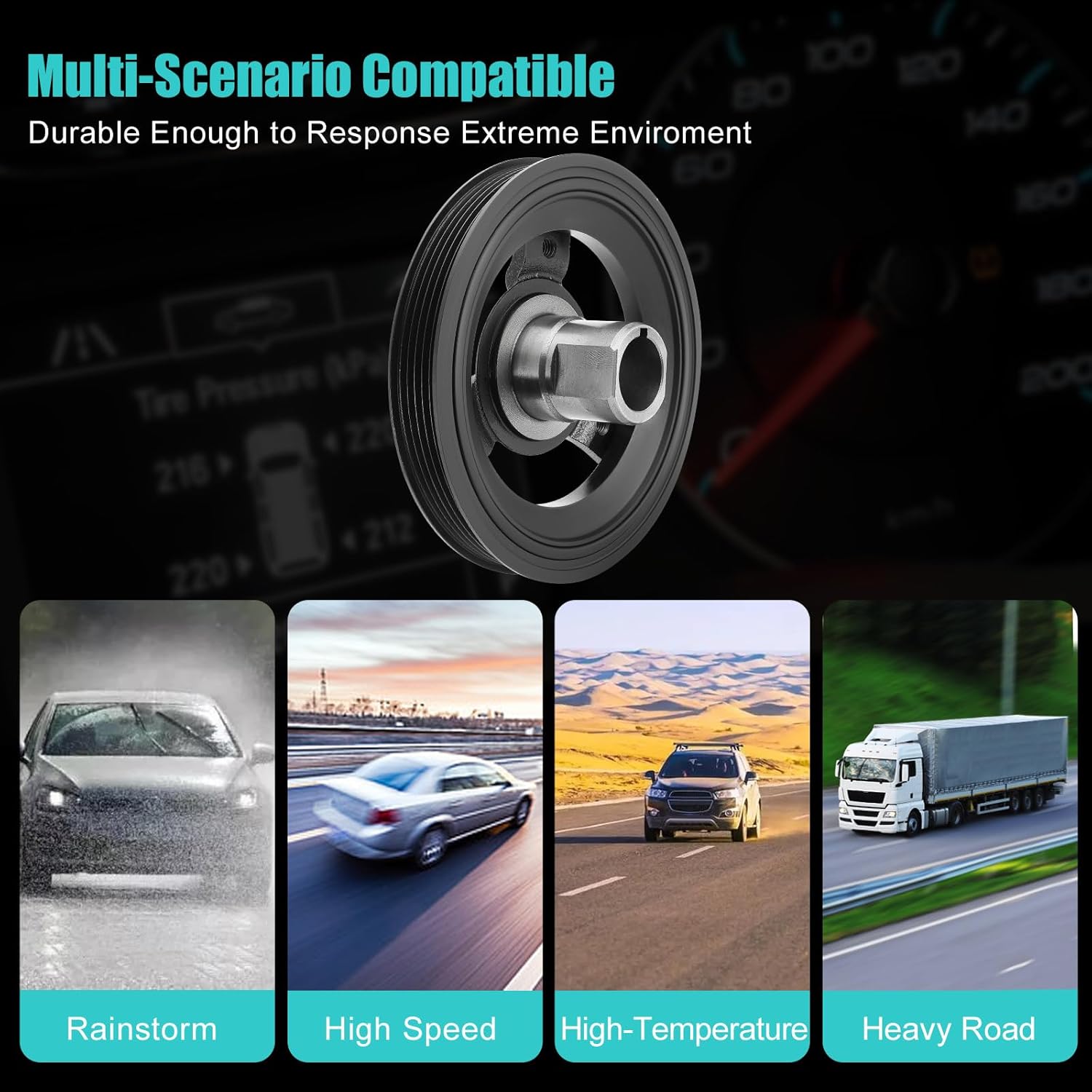 594-309 Harmonic Balancer Pulley For 2000-2020 Chevy Malibu Equinox Cavalier Cobalt,For Buick LaCrosse Regal Verano,For Pontiac G4/5/6,For GMC & Oldsmobile & Saab & Saturn 2.0L 2.2L 2.4L L4