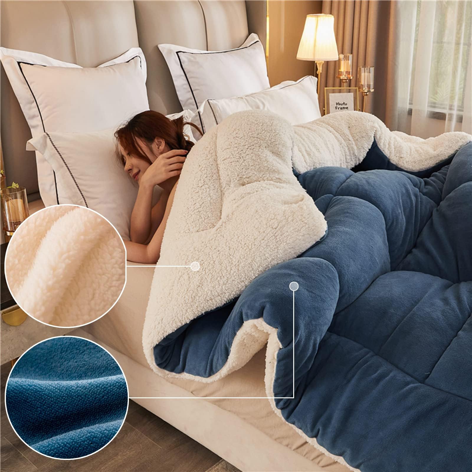 ZMIN Piumino, Lana Autunno E Inverno Addensare Calda Trapunta Regalo per l'inverno Biancheria da Letto Matrimoniale Trapunte in Pile per La Camera da Letto di Casa,B,200x230cm(5kg)