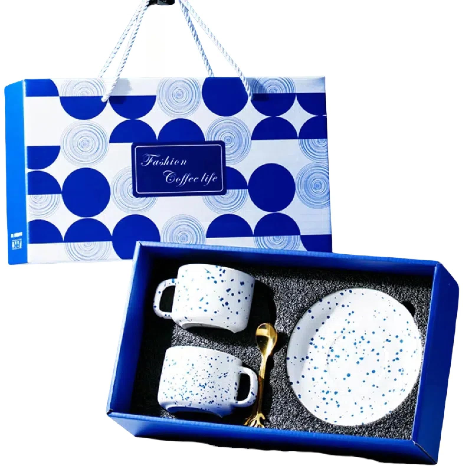 Tazza da caffè Klein Blue da 250 ml con piattino, Set Regalo di Tazze in Ceramica di Alta qualità, Adatte per Latte, tè Caldo, Cappuccino, lavastoviglie, Adatte al microonde