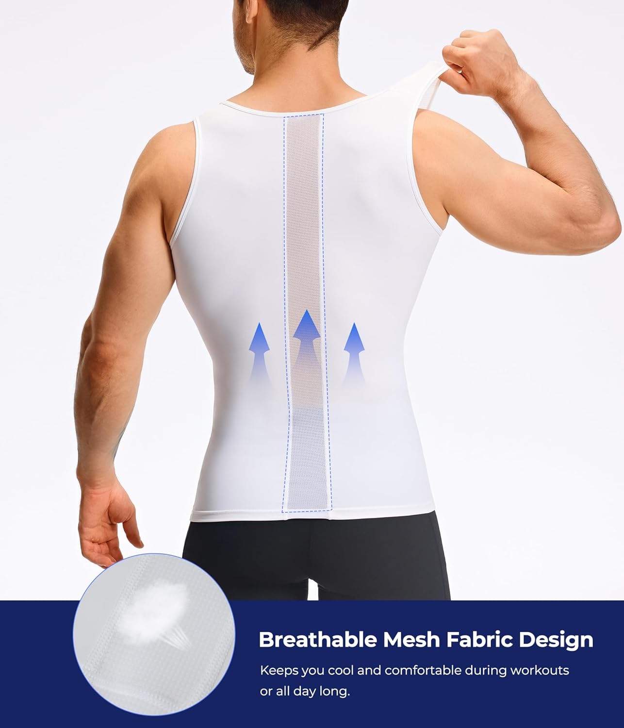 TAILONG Mens Compression Shirt Tank Top Undershirt Shapewear Slimming Body Shaper Vest Mesh Workout Shirts - Image 4