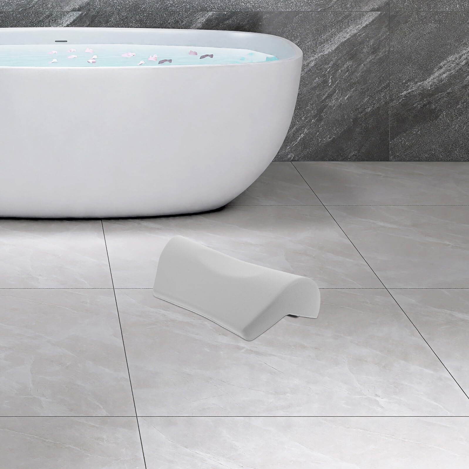 FOMIYES Cuscino Per Vasca Da Bagno Adulti in Pu Poggiatesta Con Ventosa Antiscivolo Supporto Per Collo e Schiena Accessorio Da Bagno Spa Facile Da Pulire