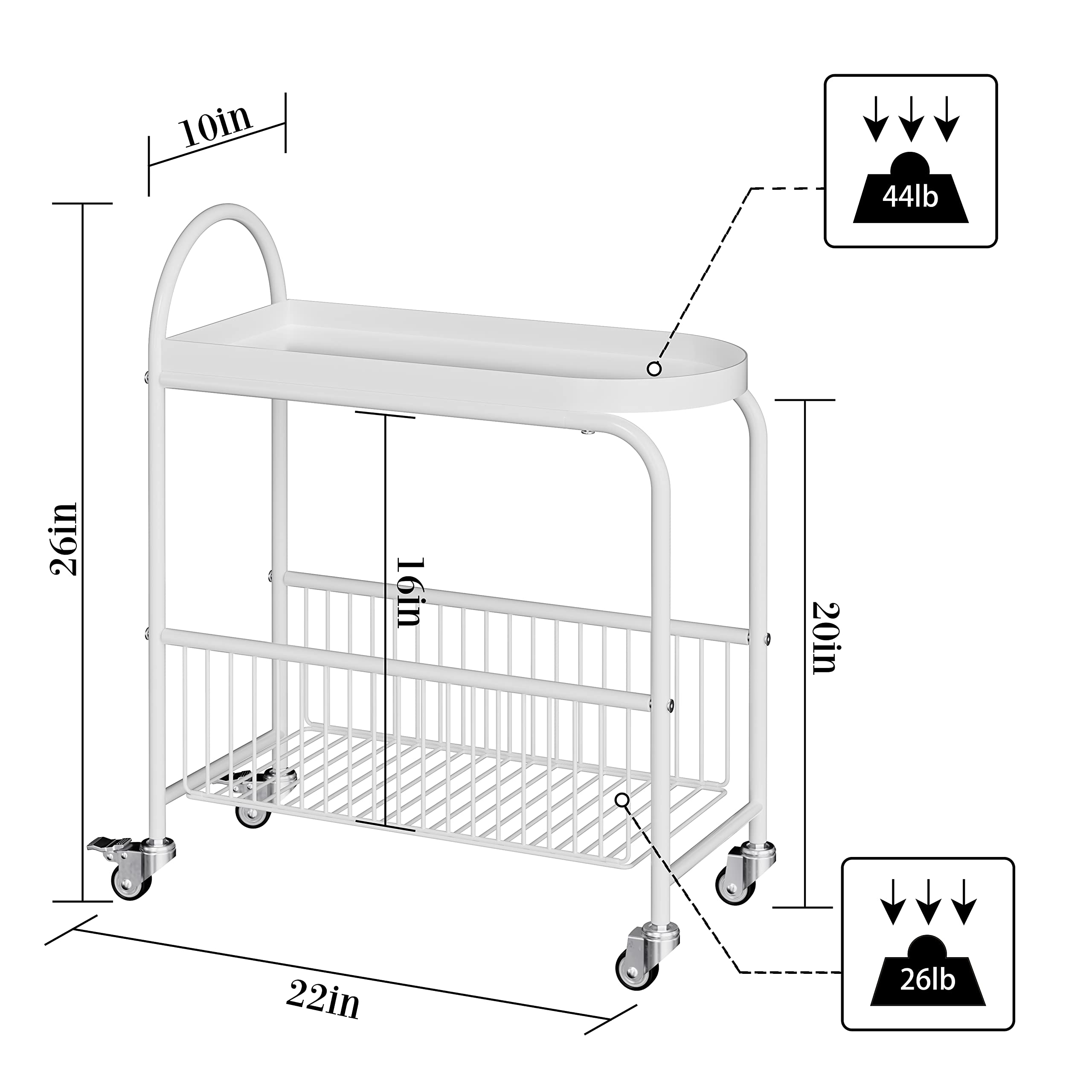 bar-cart-mini-bar-cart-with-magazine-holder-modern-two-tier-silver