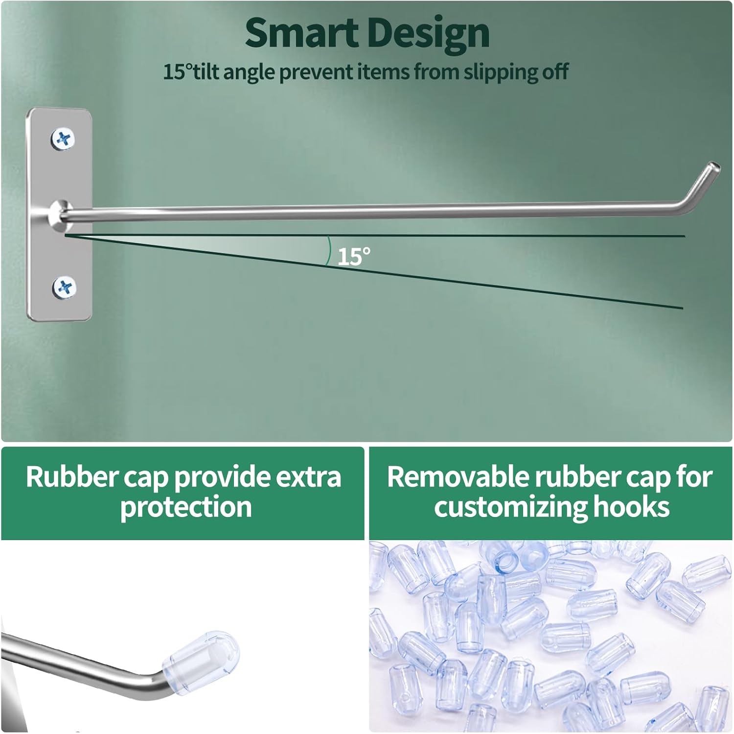 40 Pcs 10"/25CM Stainless Steel Wall Mounted Hooks with Protective Caps and Screws, Coat Bag Hat Utility Hook, Garage Tools Storage Organizer & Hanger for Office Kitchen Home Shop