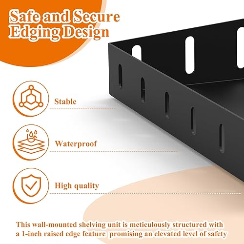 Miniatura 4 de PEKGRIL Paquete de 2 estantes de pared de garaje, estantes de garaje resistentes de 1 x 2 pies, estantes de almacenamiento montados en la pared para