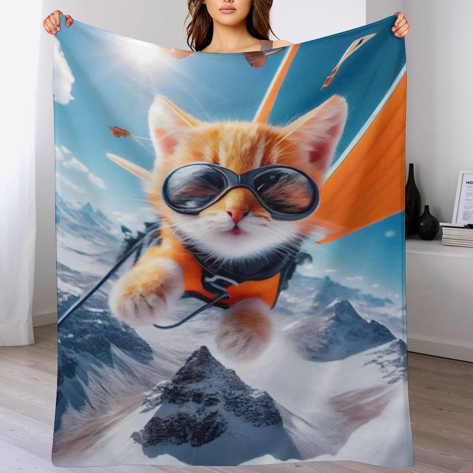 Couverture en flanelle chat anti-frissons pour apaiser les nuits fraîches