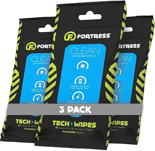 Fortress Tech Wipes - Toallitas desinfectantes para llevar 60 unidades para teléfonos celulares cámaras teclados gafas lentes y más tamaño de viaje disponible en Yaxa Guatemala