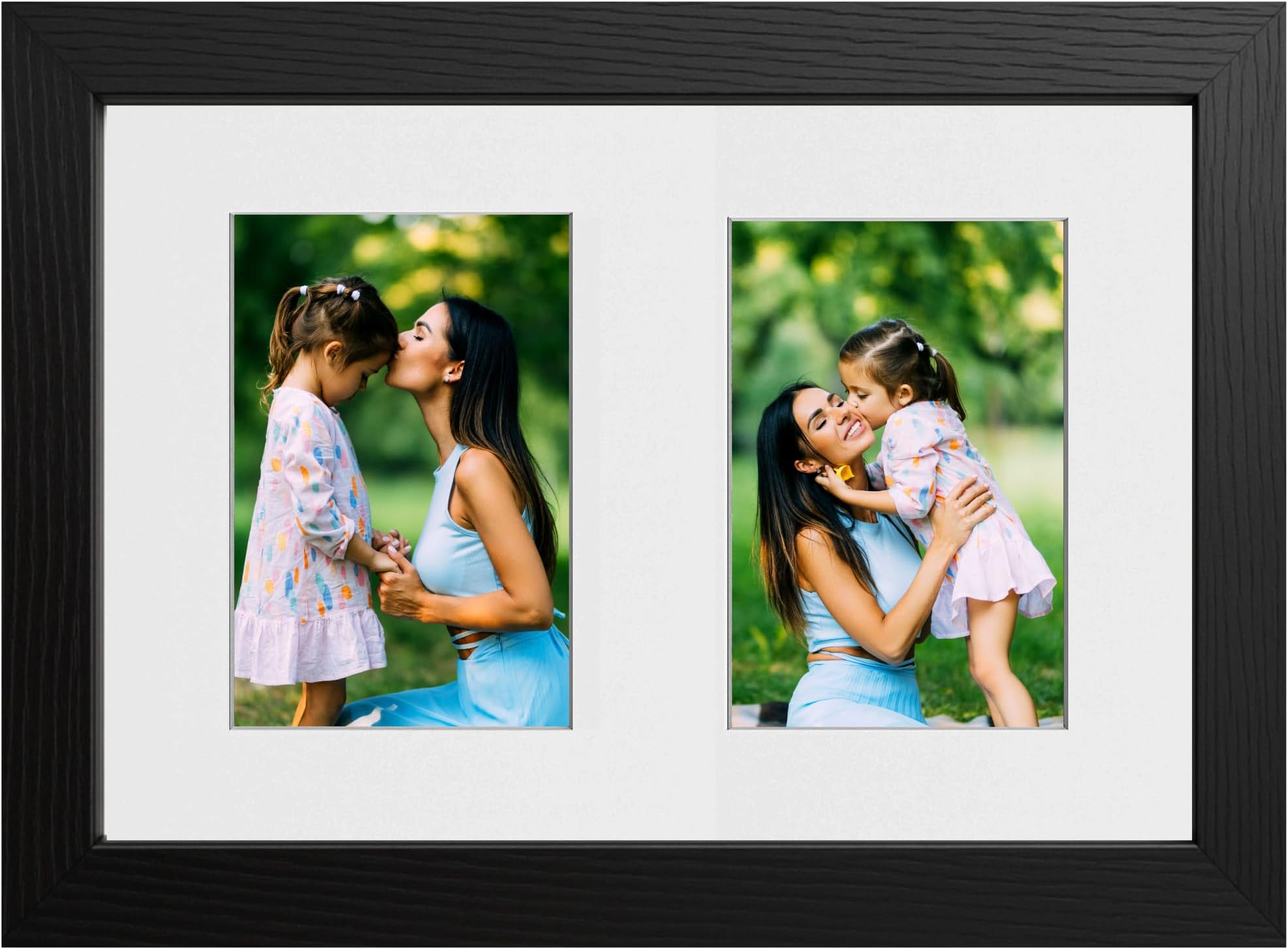 – A4 Black Picture Frame with Mount for Two Photos – Dual Aperture Collage Frame for Photo Prints, Art, Posters, or Certificates – Wall or Tabletop Display