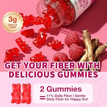 Fiber Gummies, Soluble Dietary Fiber 3g High Fiber Supplements