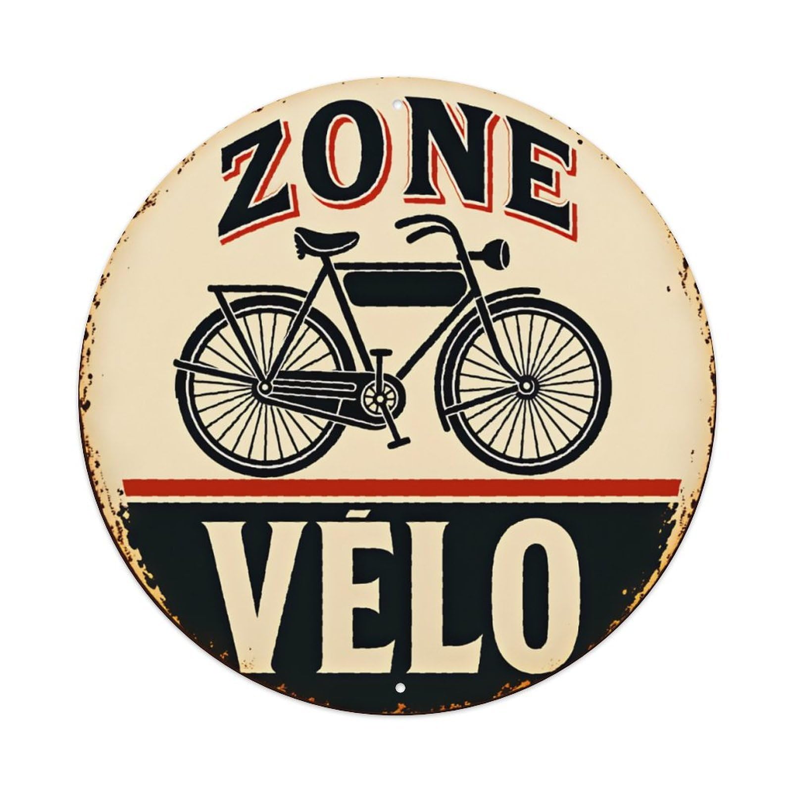 Vintage Velo Bicycle Zone Wall Sign Vintage Aluminium Metal Sign, Retro Wall Decor for Home, Bar, Garage & Farmhouse 20x20cm