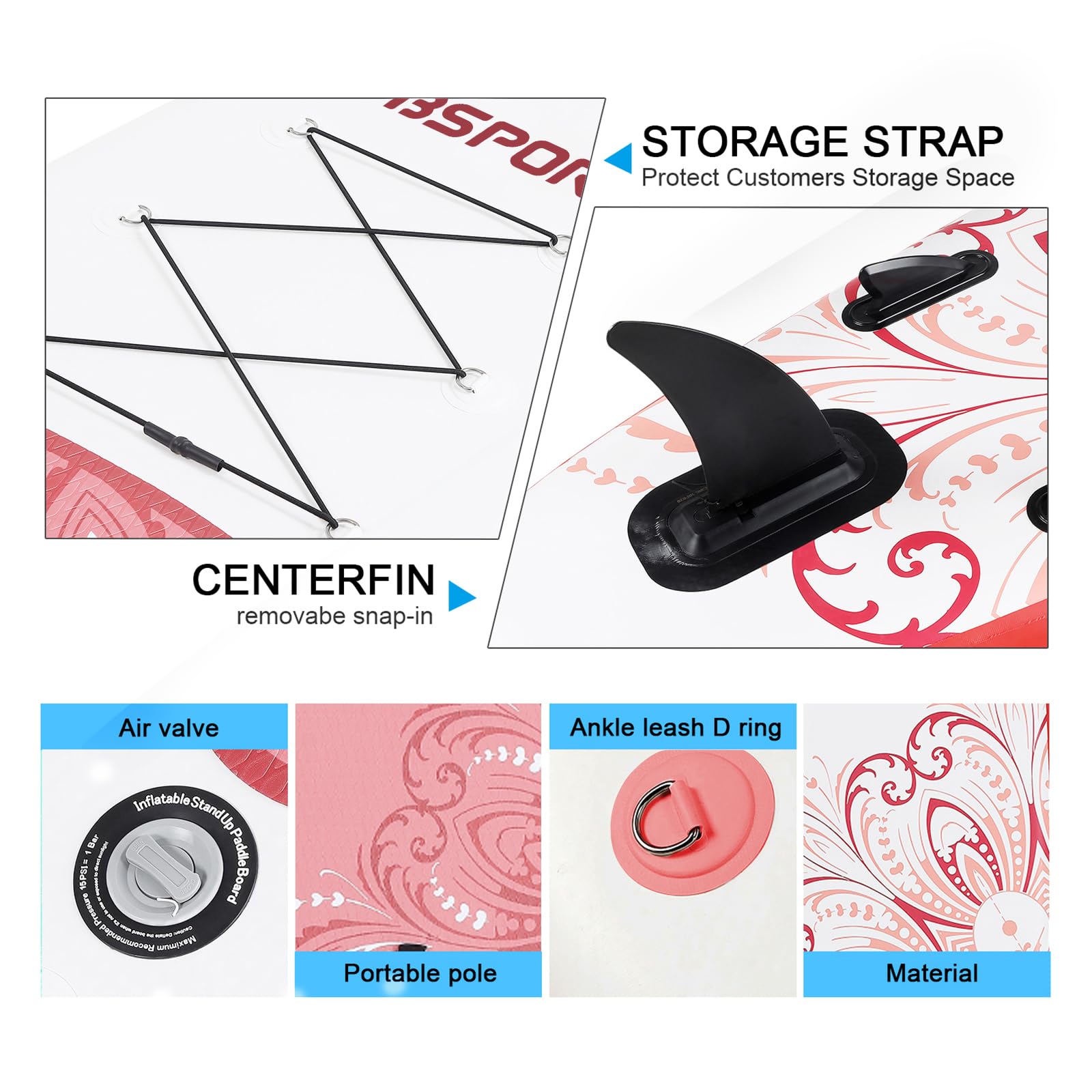 FBSPORT Tavola da SUP Gonfiabile SUP, Stand Up Paddling Board, Stand Up Paddle Board Gonfiabile per Stand Up Paddling 15CM Spessore, Surf con Alluminio Regolabile SUP Paddle + Pompa