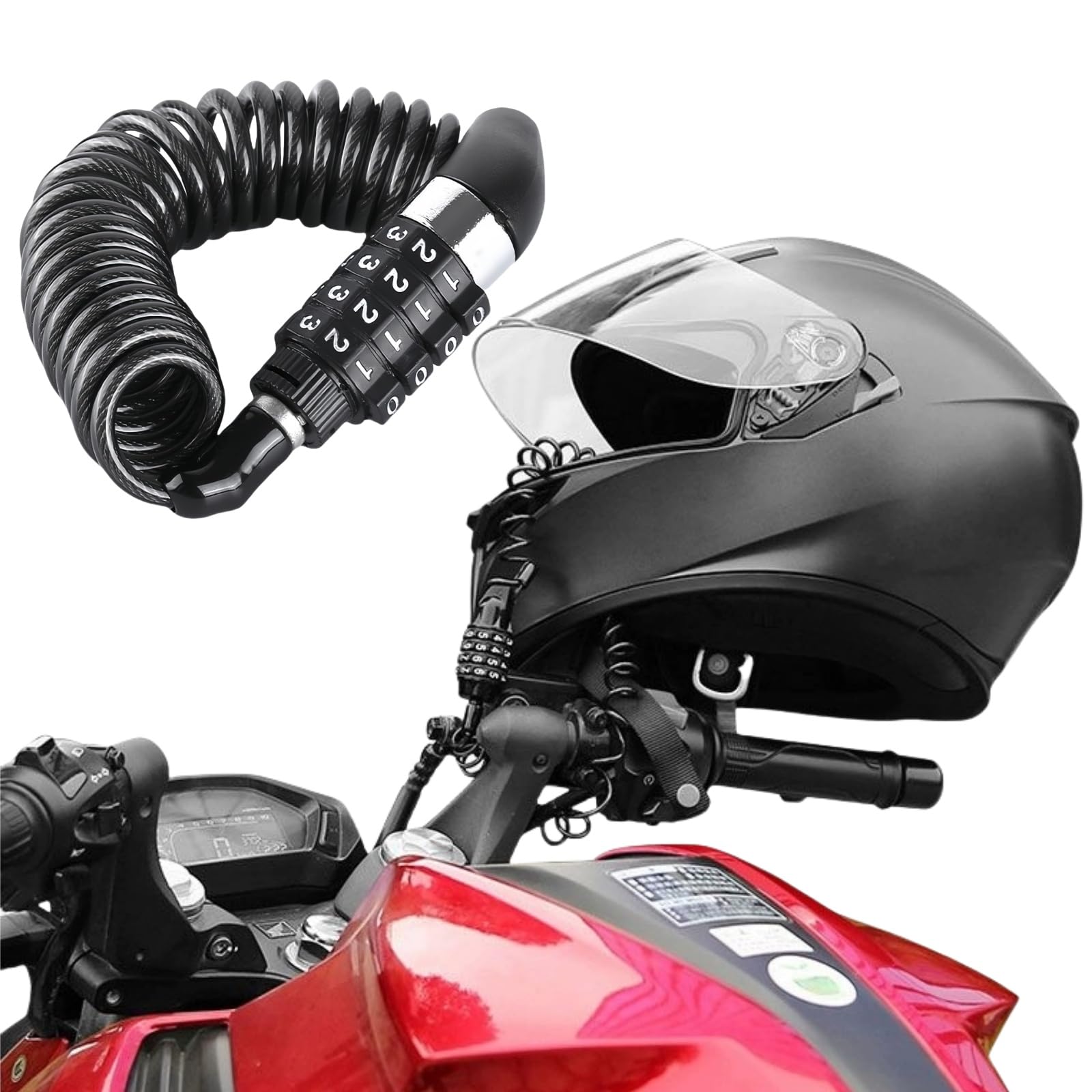 Lucchetto Bici a Combinazione 4 Cifre - Catena per Casco Moto in Lega